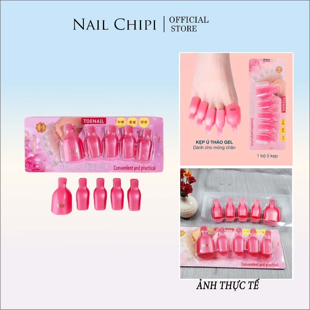 Kẹp ủ phá sơn gel móng chân silicon dẻo set 5 cái