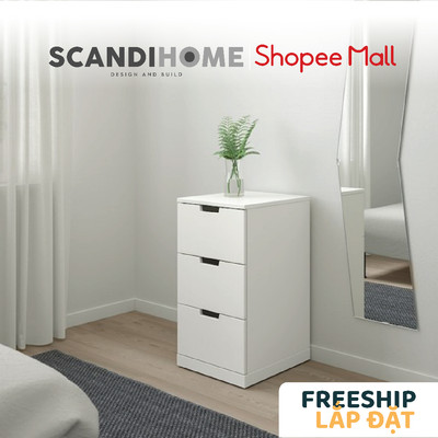 BANALDO, Tủ đựng đồ lưu trữ 3 ngăn kéo DRA_010, 40x47x76cm, tủ gỗ Scandi Home