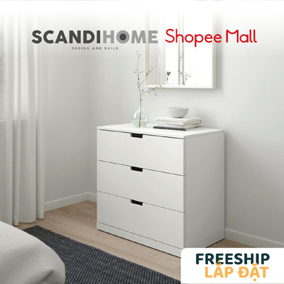 BANALDO, Tủ đựng đồ lưu trữ 3 tầng DRA_013, 80x47x76cm, tủ gỗ Scandi Home