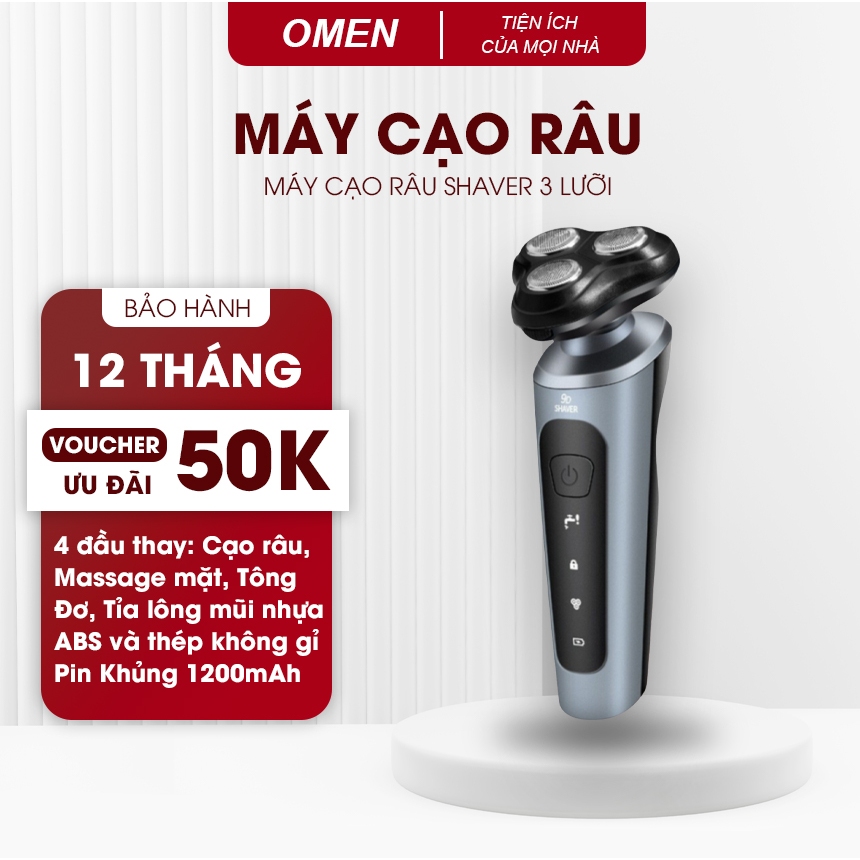 Máy Cạo Râu Đa Năng 9D Shaver 3 Lưỡi Kép Cực Êm, Dao Cạo Râu Điện Chống Nước IPX7 Nhỏ Gọn Tặng Kèm 6 Phụ Kiện Hot
