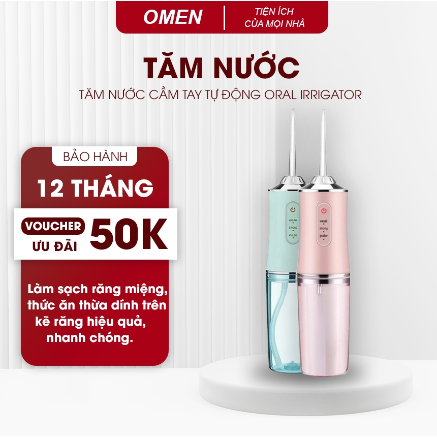 Máy tăm nước cầm tay tự động Oral Irrigator, dụng cụ vệ sinh răng miệng cộng nghệ Châu Âu với 3 chế độ xịt cao cấp