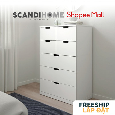 BANALDO, Tủ đựng đồ lưu trữ 5 tầng 7 ngăn DRA_053, 80x47x121cm, tủ gỗ Scandi Home