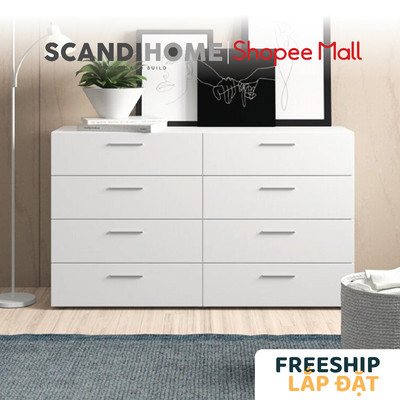 PEPER, Tủ lưu trữ đồ dùng hiện đại 4 tầng 8 ngăn DRA_131, 140x43x82cm, tủ gỗ Scandi Home