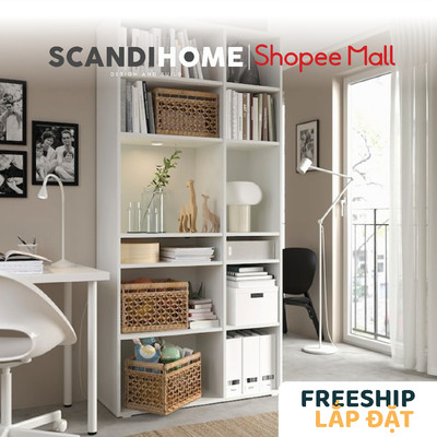 SOSIA, Kệ sách 2 gian 6 tầng SHE_026, 95x37x200cm, kệ gỗ Scandi Home