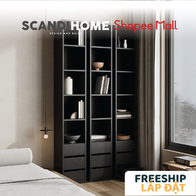 ESTELLE, Kệ sách SHE_221, 105x30x200cm, sản xuất bởi Scandi Home