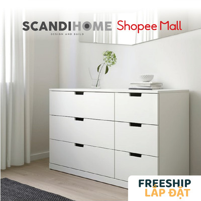 BANALDO, Tủ lưu trữ 3 tầng 6 ngăn kéo STO_011, 120x47x76cm, tủ gỗ Scandi Home
