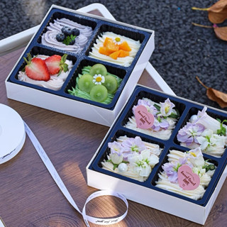 10 Hộp 4 ngăn đựng bánh, đồ ăn kèm nắp trong