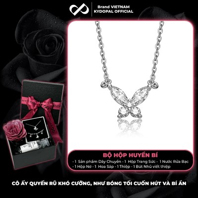 [HCM Hỏa Tốc] Dây chuyền bạc nữ KYDOPAL mặt hồ điệp cá tính thân đính đá nữ tính trang sức bạc 925 - PAL9C2C2