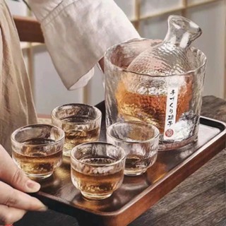 Sét Cốc bình rượu Sake bằng thủy tinh sang trọng phong cách Nhật Bản, Bình rượu vang trắng.... P095