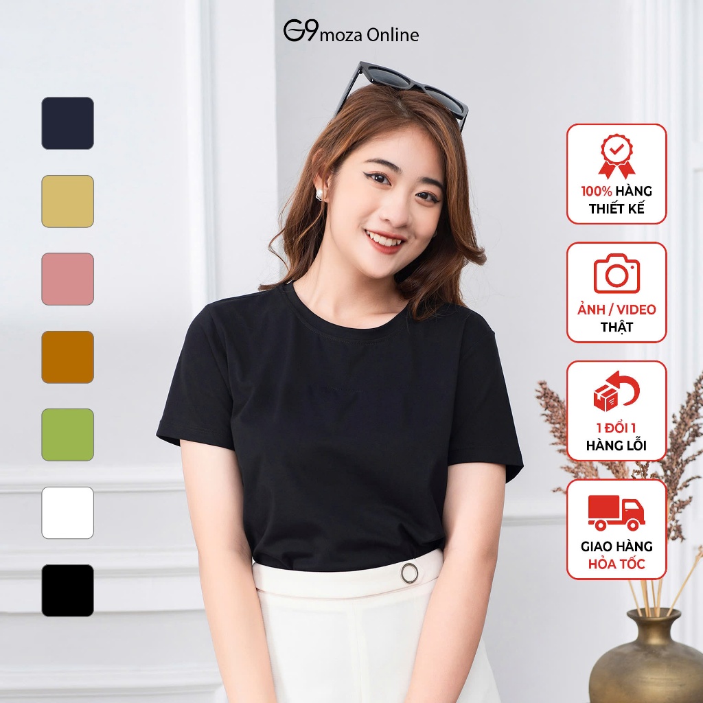 Áo phông thun trơn nữ tay cộc dáng basic