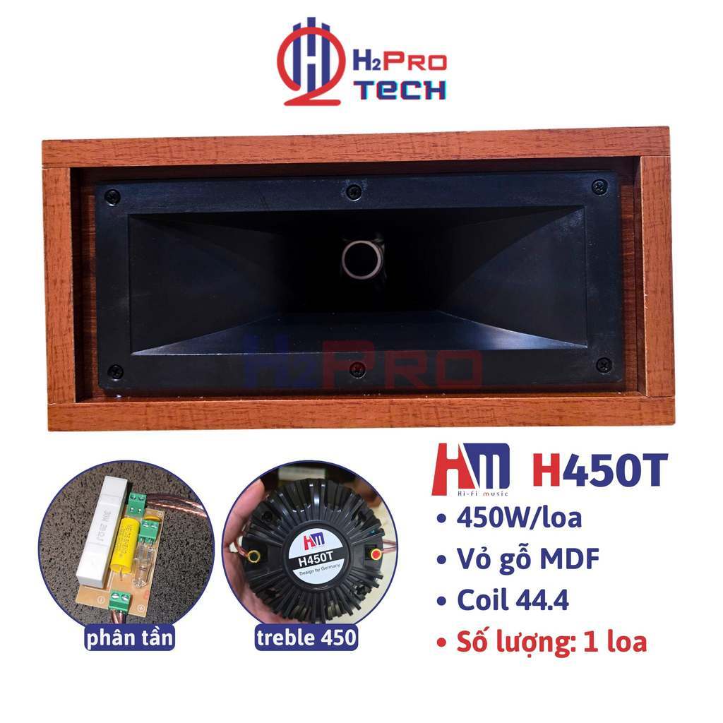 Loa Treble Rời HM H450T 450W Thùng Gỗ Vuông (Giá 1 Cái), Loa Siêu Chép Kèn 450 Có Phân Tần - H2pro