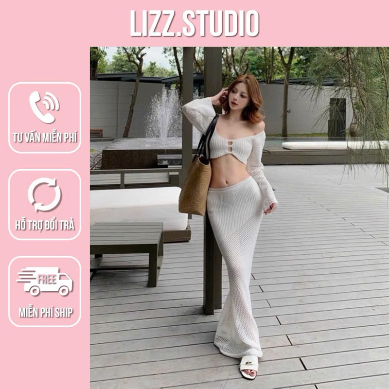 Billy Dress M551 Set Váy Lưới Dáng Dài Xinh Đi Biển Sang Chảnh ,  Set Váy Đi Biển 2025 LIZZ STUDIO