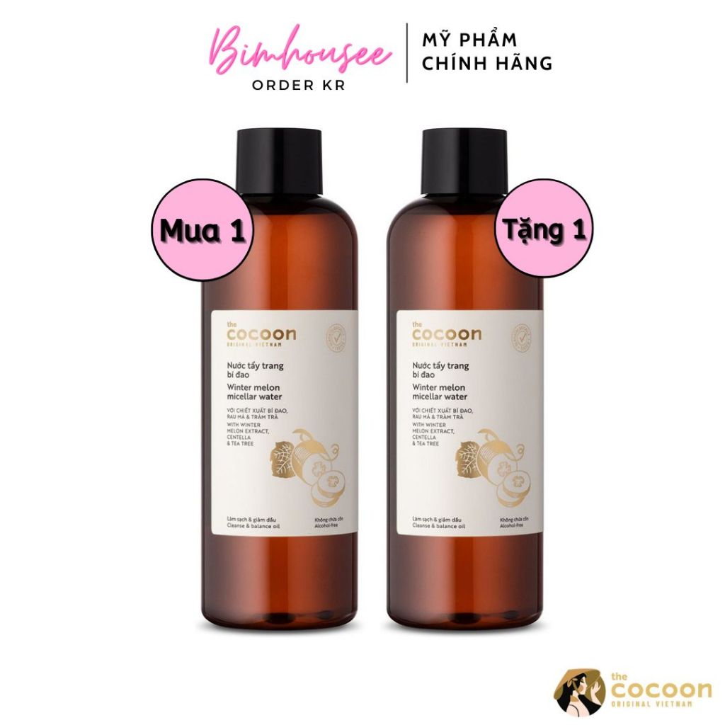 Nước Tẩy Trang Bí Đao Cocoon 500ml 140ml làm sạch giảm nhờn cho da mụn