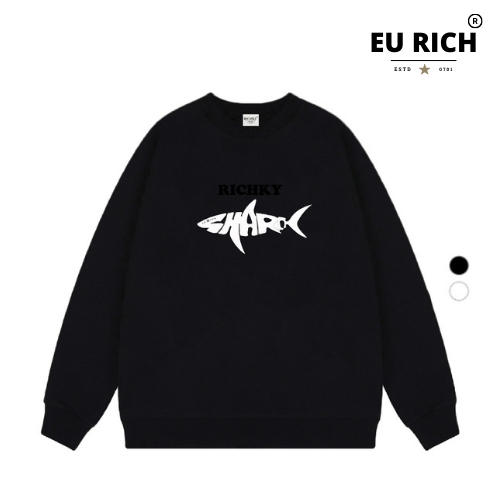 Áo Sweater Eu Rich Premium Nỉ Cá Mập Trắng White Shark