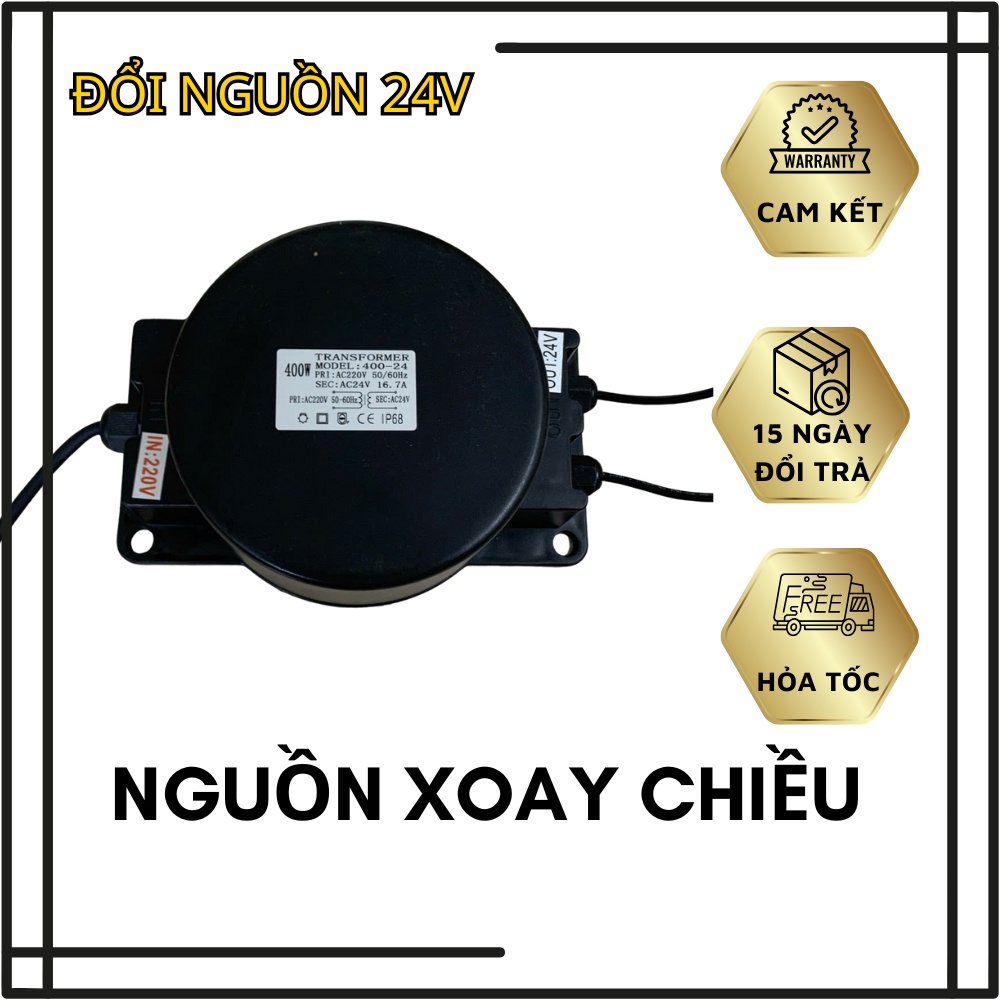 Đổi Nguồn 24V Cho Đèn Đổi Màu, Bộ Đổi Nguồn IP68, Chuyển Điện 220V Sang 24V, Đổi Nguồn Hồ Cá Koi, Nguồn Led Sân Vườn
