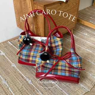 [ Tặng charm Susu ] Aimi あいみ Caro Tote Bag - Túi Tote Phối Caro AIMI ( Ouithebrand )