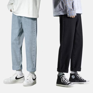 Quần jeans baggy nam ống suông rộng màu xanh, đen vải bò dày dặn T1 - GenZ Store HN