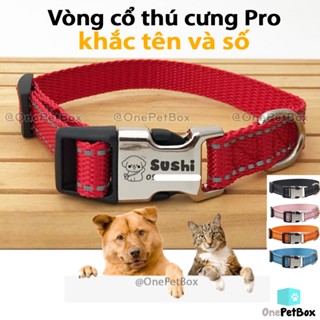 Vòng cổ thú cưng Pro khắc tên chó mèo OnePetBox (có phản quang)