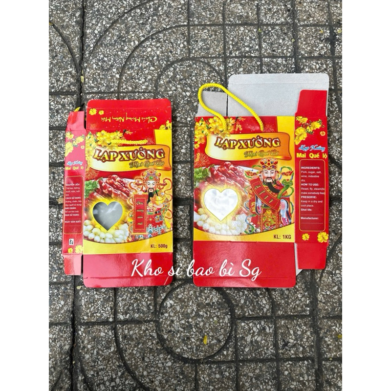 Hộp đựng lạp xưởng , Hộp giấy đựng lạp xưởng 500g , hộp giấy đựng lạp xưởng 1kg
