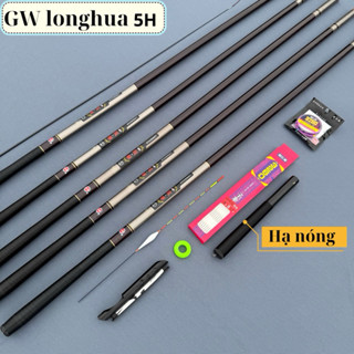 Cần câu đài GW longhua độ cứng 5H có tặng kèm 1 hạ nóng và ngọn phụ xoay 360