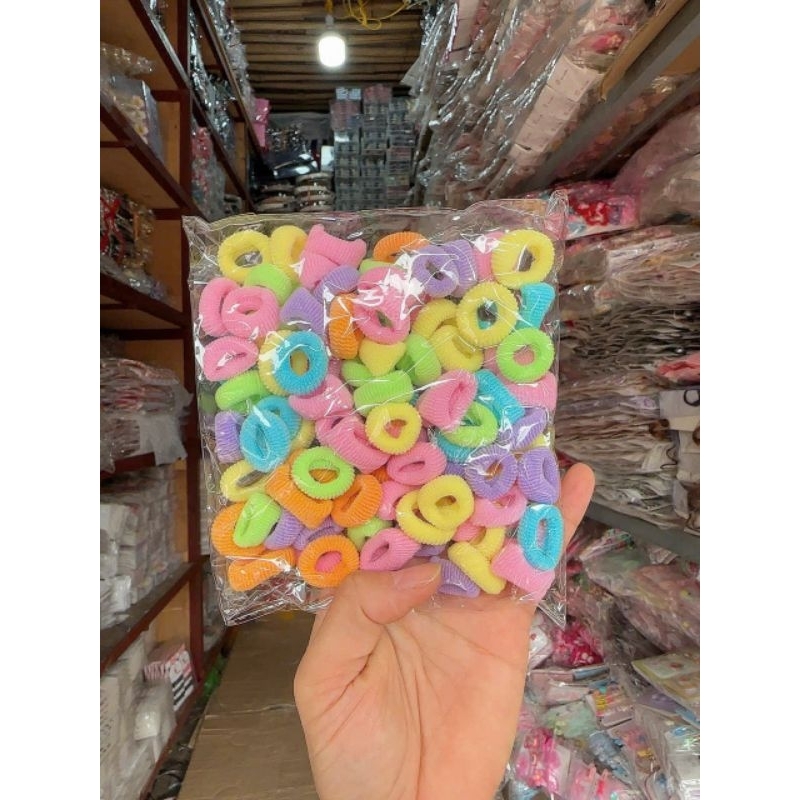 Túi 100 dây cột tóc mix màu cho bé gái (từ 10 set giá còn 8,9k 1 set)