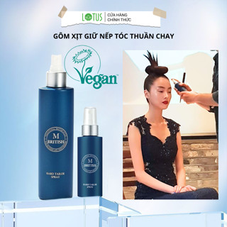 Gôm xịt tóc thuần chay tạo kiểu giữ nếp cứng cố định, không nặng tóc, cho nam nữ BRITISH M Hard Tailor Spray 250ml
