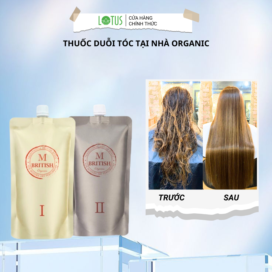 Thuốc duỗi tóc tại nhà hữu cơ organic ép uốn tóc tại salon phục hồi tóc hư tổn nặng British M Pumkin Enzyme Perm 2x400g