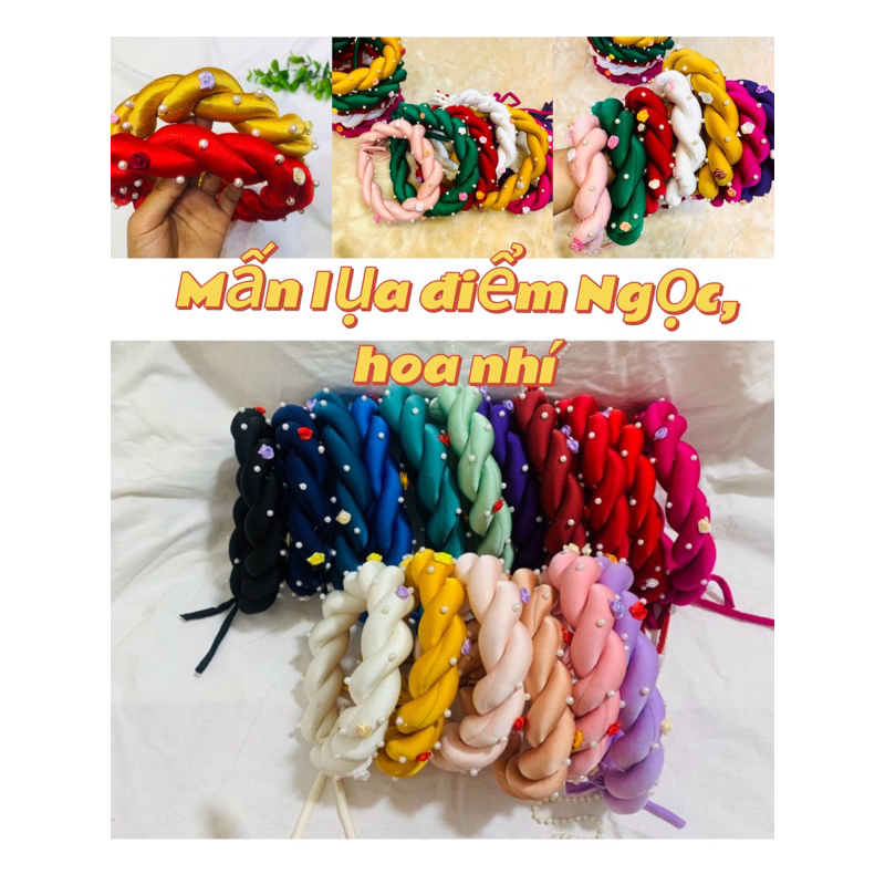 mấn đội đầu lụa điểm hoa cho mẹ và bé sỉ+lẻ( bé từ 1-2 tuổi báo shop )