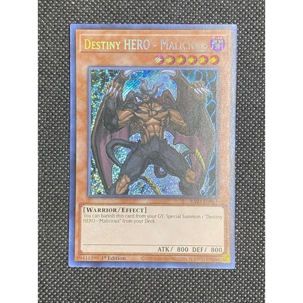 Thẻ bài YUGIOH - TCG - Destiny HERO - Malicious - RA03-EN001 - Secret Rare 1st Edition - Effect Mons