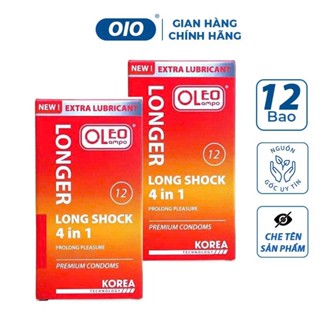 Combo 2 hộp bao cao su gân gai OLEO LAMPO Long Shock 4 in 1 gai êm nhiều gel tăng cường khoái cảm