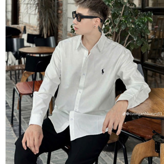 Áo sơ mi nam  tay dài boy phố vải lụa mềm co giãn thêu NGỰA sang trọng mẫu-MLBSHOP