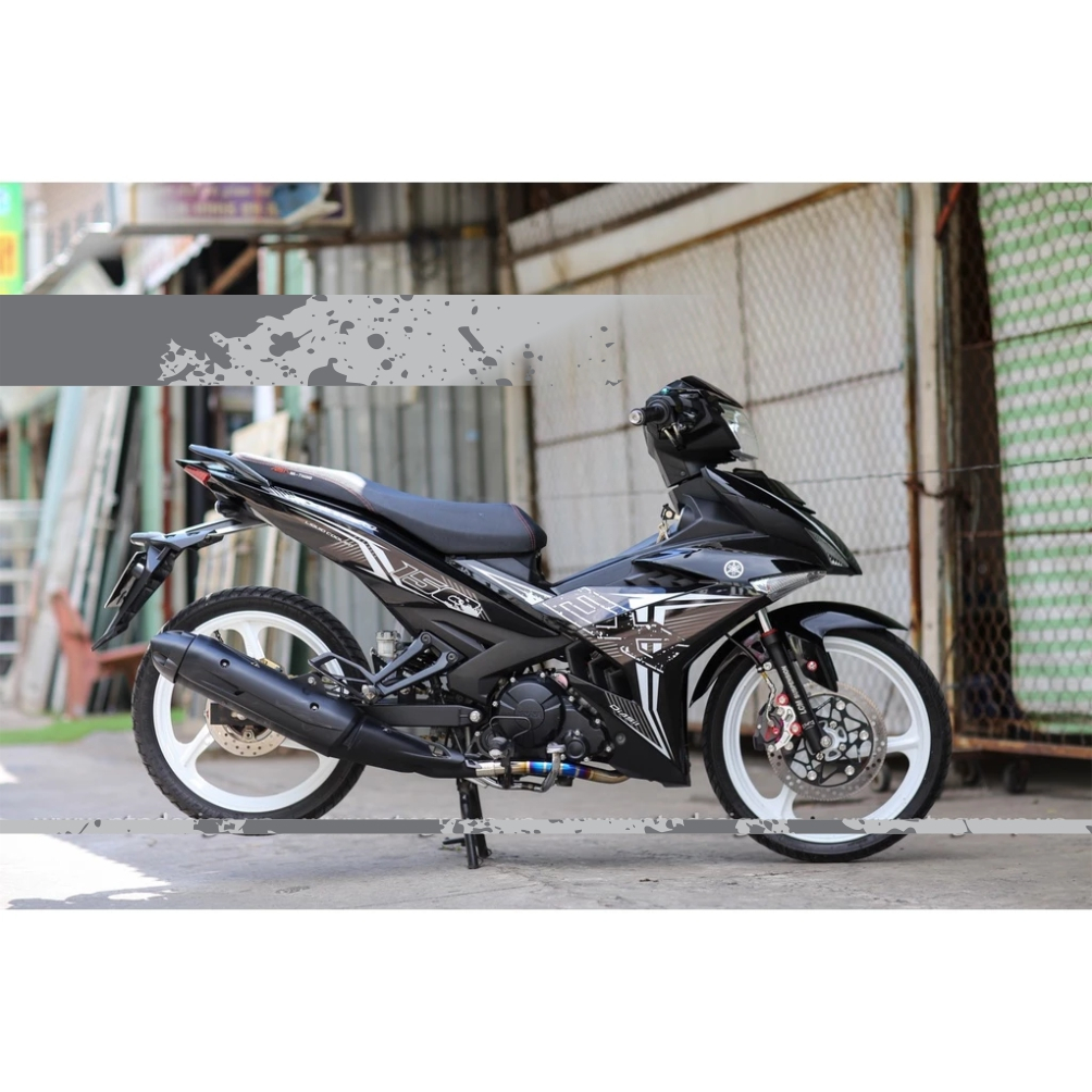 Tem rời mẫu Chữ Ex sọc trắng cho Exciter 150 đen bóng