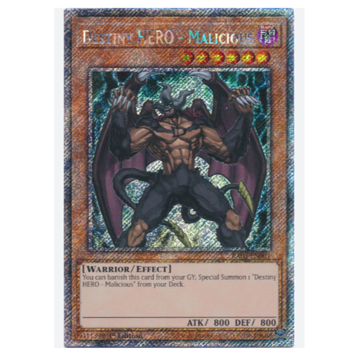 Thẻ bài YUGIOH - TCG - Destiny HERO - Malicious - RA03-EN001 - Platinum Secret Rare 1st Edition - Ef