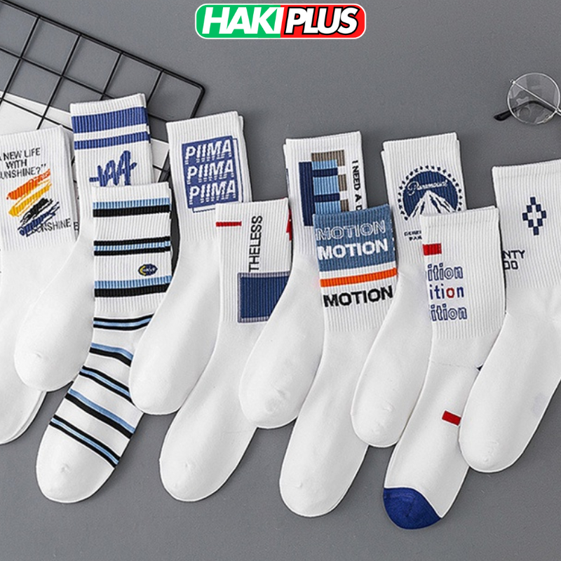 HAKIPLUS Tất cổ cao, vớ cổ cao nữ nam vải cotton họa tiết xinh xắn vải co giãn thời trang Hàn Quốc TC166