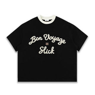 Áo Thun Big Boxy "Bon Voyage" Thêu Len xù Cotton 100%  - Local Brand THE SLICK WAY UNISEX