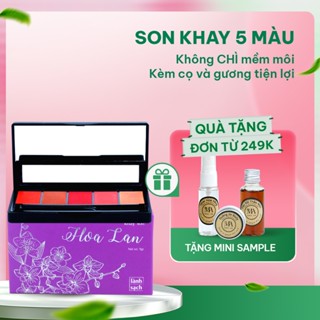 Khay Son Lì Hoa Lan Mộc An 5 Màu Tiết Kiệm, Không Chứa Chì, Dưỡng Môi Mềm Mịn 9g