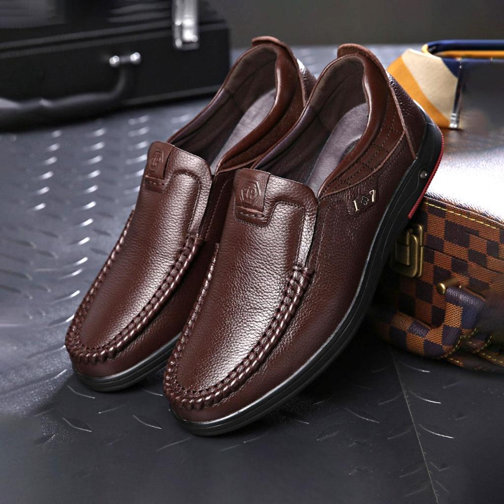 Giày Lười Nam Da Bò, Mẫu Giày Lười Công Sở Chất Liệu Da Bò Cao Cấp, Đế Cao Su Đúc 8289