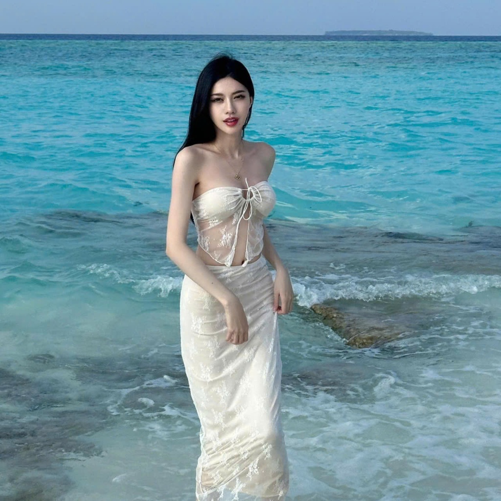 [BKN 062] Bikini đồ đi biển set REN HOA có mút phối váy đuôi cá dài nữ tính HÀ BIKINI | BigBuy360 - bigbuy360.vn