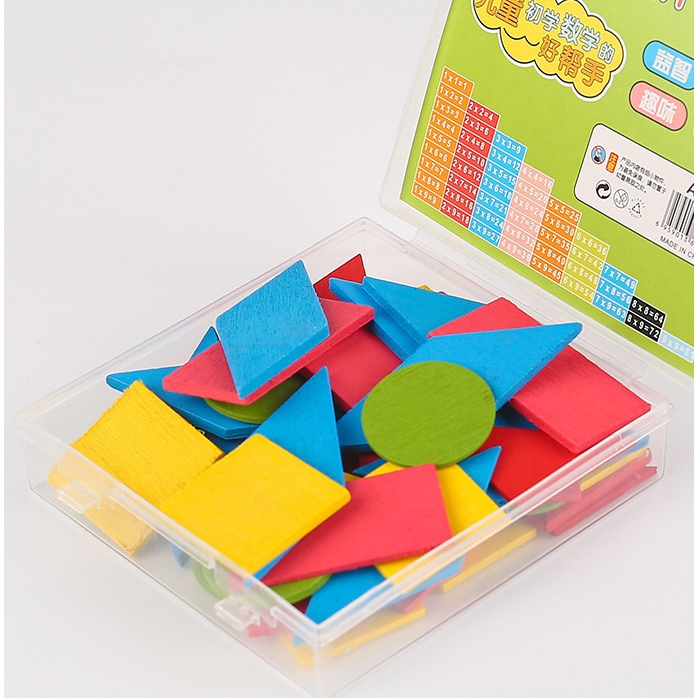 Bộ 50 Khối Gỗ Xếp Hình  - Tangram Hình Học - Đồ Chơi Giáo Dục Sớm Montessori Cho Bé Thông Minh DC58