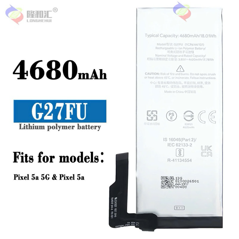 Pin cho máy google Pixel 5A 5G ,Pixel 5A G27FU dung lượng 4680mah pin bảo hành lỗi đổi mới