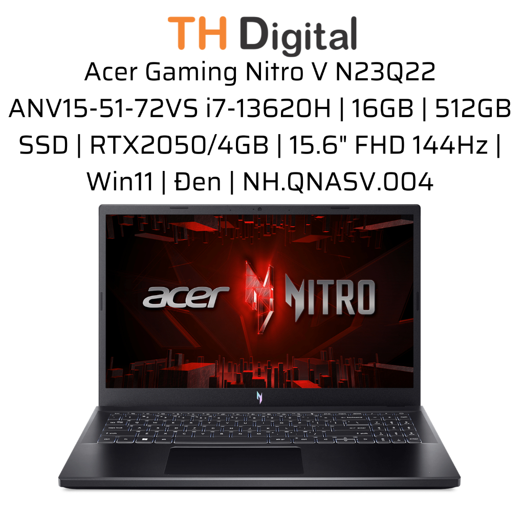 Laptop Acer Gaming Nitro V N23Q22 ANV15-51-72VS i7-13620H; 16GB; 512GB; RTX2050/4GB; 15.6" FHD 144Hz