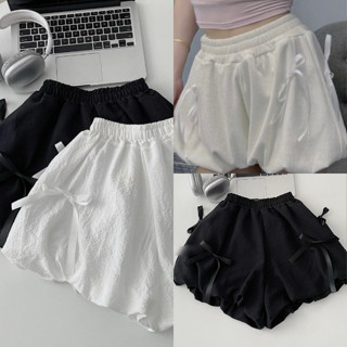 Quần đùi nữ dáng bí ngô siêu xinh gắn nơ có hai màu cạp chun đẹp VANISA  Q4