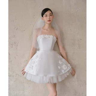  váy đi bàn  Tặng kèm voan cài tóc  váy trắng cô dâu tiểu thư xoè đình hoa ngọc Sirin 