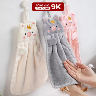 Khăn Lau Tay Nhà Bếp Lau Bát Dĩa Thấm Hút Nhanh, Bông Lau Tay Đa Năng Treo Tường Hình Heo Xinh Xắn, sạch sẽ. TKVA 213 -