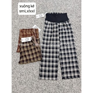 Quần bầu - Quần bầu ống rộng kẻ caro nhiều màu chất thô mềm - Q030