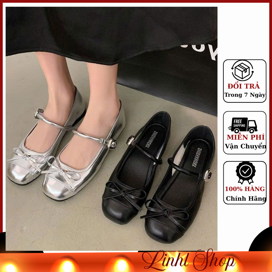 Giày búp bê nữ đế bệt lolita Linhl Shop thiết kế sang chảnh mẫu mới hot trend mã 62