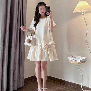 Váy bầu  nơ xinh cộc tay coa tag chữ
