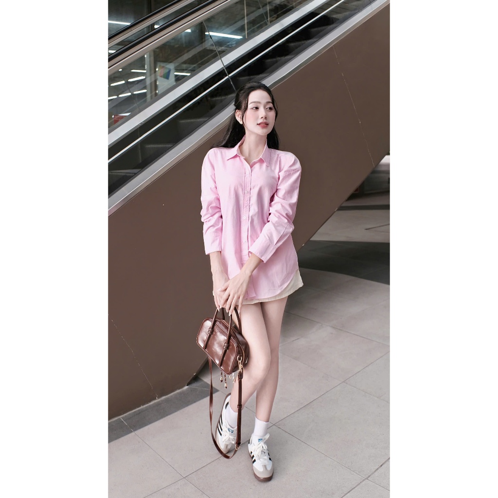 Áo sơ mi nữ Zar hồng  - Chất Oxford Linen cao cấp, form rộng giấu quần, nhẹ nhàng, nữ tính | BigBuy360 - bigbuy360.vn