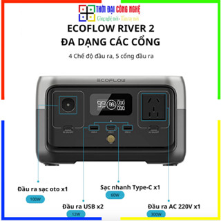 Trạm sạc di động Ecoflow RIVER 2 chính hãng 300W 256WH Cắm trại ngoài trời. Bảo hành 5 năm.