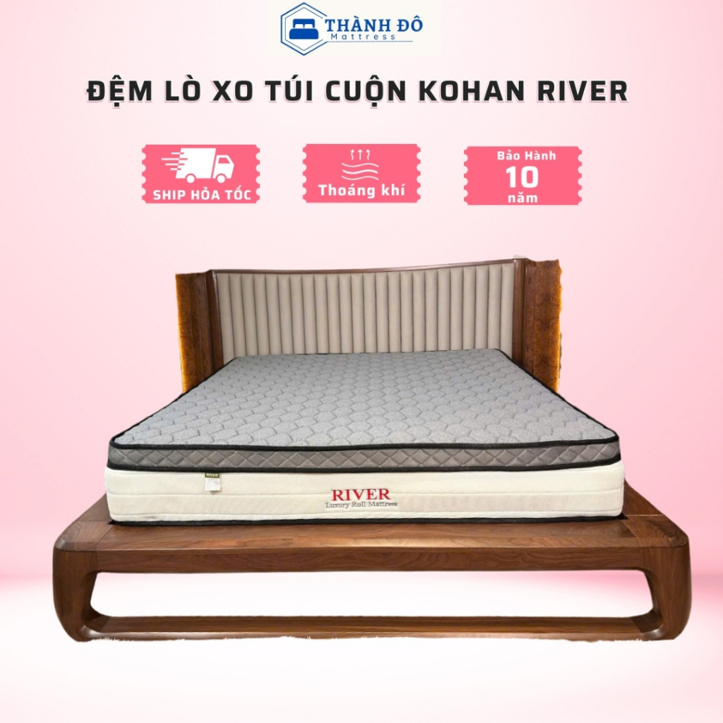 Đệm lò xo túi cuộn cao cấp kohan d'louis river roll 27cm bảo hành chính hãng 10 năm